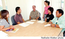 Yoko Usagawa, Masahiro Iemoto, John Norris, Akiko Tyler, Yumiko Konishi and Eric Batalon plan a TransPacific Halloween party