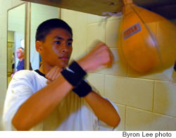 Jonathan Dinong hits the speedbag