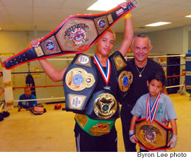 Fred Pereira with grandchildren Tony and Jada and their hardware