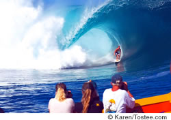 Tragedy rocked the surfing world when Tahitian surfer Malik Joyeux, 25, pictured at left and above (surfing his home break Teahupoo), was killed in a freak wipeout while surfing at Banzai Pipeline