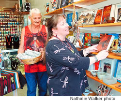 White Crow and Wendy Schofield-Ching set up a Christmas display at Native Winds