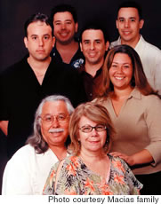 The Macias ohana: Ysidro Macias and wife Veronica with sons (from left) Cuauhtemoc, Tonatiuh, Xicotencatl and Quetzalcoatl, and daughter Isis