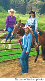 From left, Sandy Van, Lu Faborito, Jessica Keawe-Reuter aboard Zip