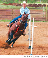 Stacie Nakashima and Zip practice pole bending