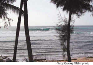 An 8-10 Hawaii Scale foot set at Sunset Beach