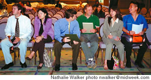 A group of nervous auditioners awaits their chance to impress the ‘Apprentice’ interviewers