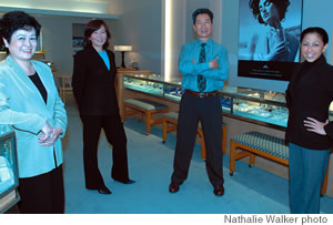 (from left) Stella Ching, Eunice Kong, Michael Han and Maria Montes are ready to serve you at The Wedding Ring Shop