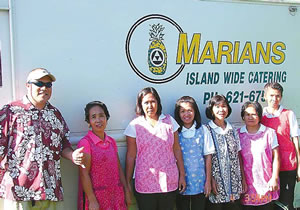 Ready for a day of catering (from left): Tua Seiuli, Lydia Erice, Lorena Cuadro, Sally Agcaoili, Dominga Racho, Rosalia Aniceto, Nancy Marquez