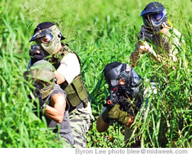 (from left) Ted Ikari, Tyler Woo, Chris Naleimaile and Grant Woo engage the enemy