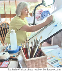 Emma Howard at work in her studio