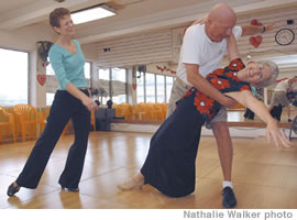 Debby Borges (left) advises Don Smith and his samba partner