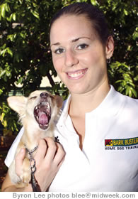 Jodi Erickson and yawning Lucky