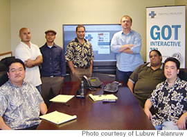 The Digital Mediums crew (from left): An Truong, Brian Nakamura, Maurice Radke, Lubuw Falanruw, Jim Pendowski, Neil Garnichaud, Colin Goshi