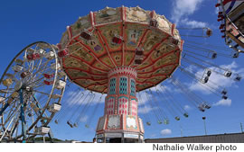 A Ferris wheel and the Wave Swinger