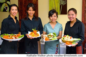 (from left) Maile Kawai, Khannie Ramsuvan, owner Souvaly Khamphoui and Vatsana Hongphao