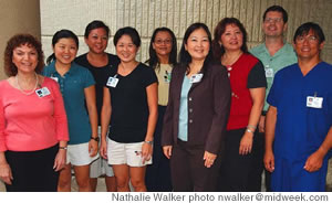 Homecare staff (from left): Cheryl Shon, Cara Koyanagi, Lani Negrillo-Lopez, Kim Sato, Augie Ronduen, Corinne Suzuka, Linda Fukuhara, John Keene and Jerome Vasconcellos