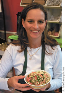 Michelle Yamaguchi holding healthy Thai curry