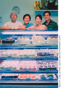 Henry and Bennie Hong, Van and Kathy Diep in their Pastry House