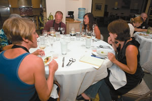 The author, right, and classmates enjoy the fruits of their labor