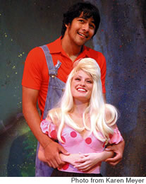 Lil’ Abner (Will Giles) and Daisy Mae (Christie Brooke) welcome y’all to Dogpatch for a rollicking good time. CPAC’s spring musical opens Friday at Ron Bright Theatre with dozens of young Windward actors. Photo from Karen Meyer.